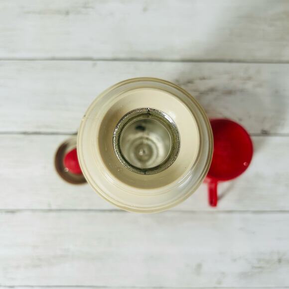 Vintage, Mid Century King Seeley 24F 722 Red Vacuum Thermos 32oz Red Plaid Metal - Picture 2 of 4